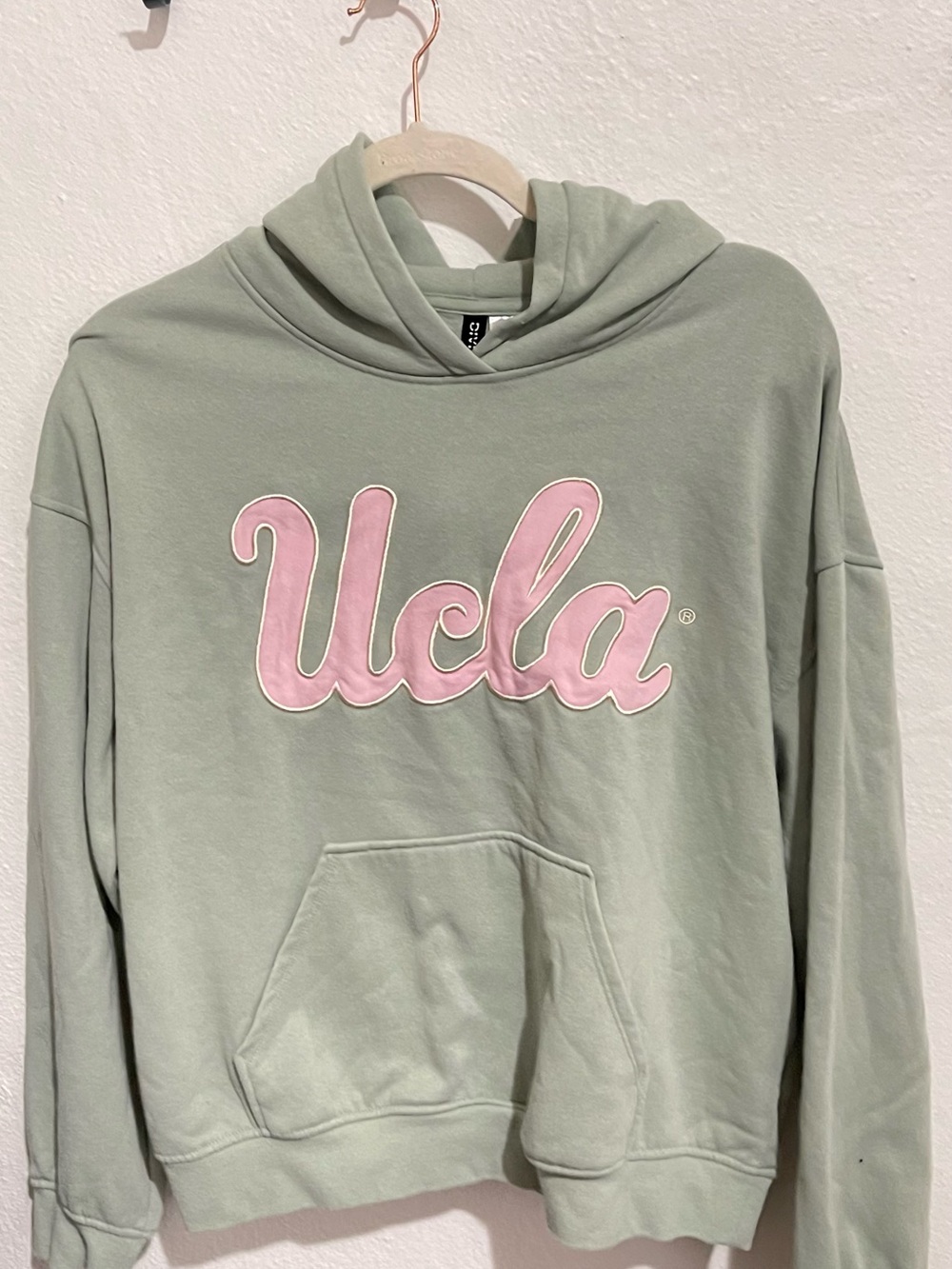 H&M Divided Sage Green Hoodie with Pink UCLA Script